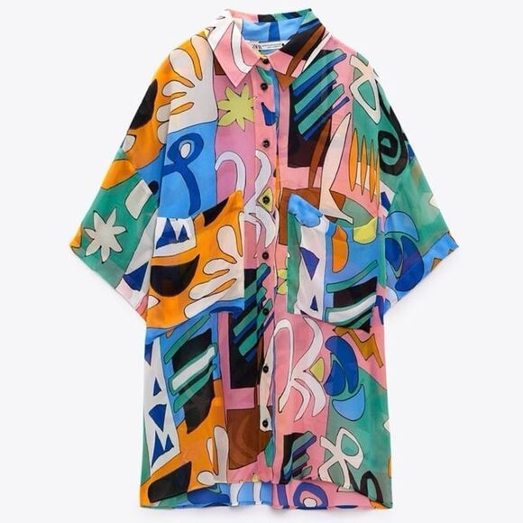 ZARA Top Flowy Printed Blouse Size XS-S & M-L BLOGGER FAVORITE • NEW WITH TAGS • - Picture 7 of 14